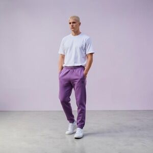 Adidas Originals ESS PT Men's Fleece Jogger Pants Drawstring Pockets Purple M